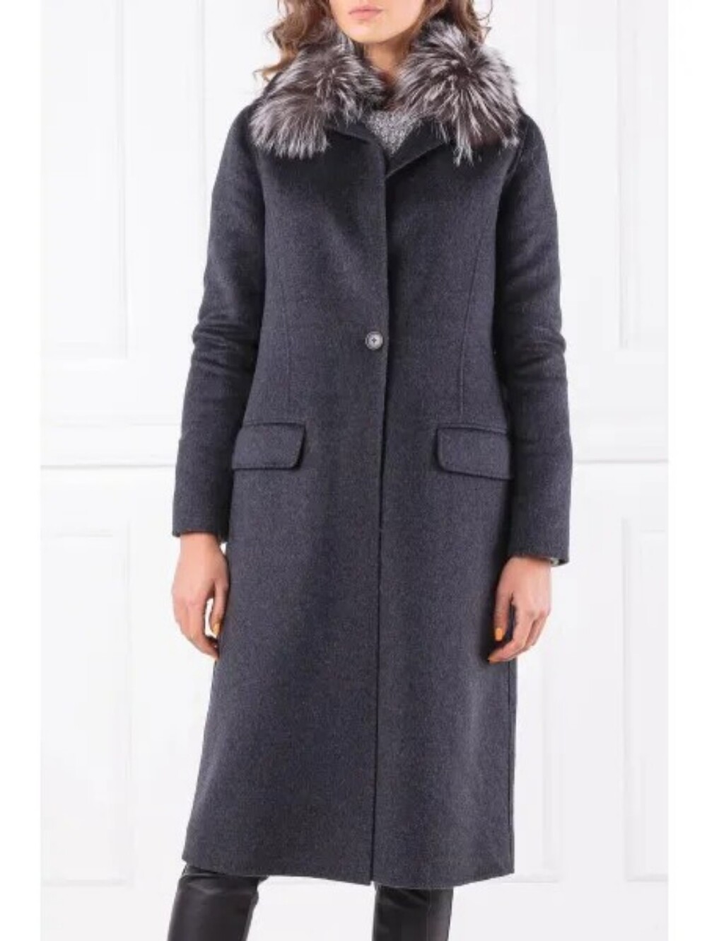 Michael By Michael Kors Fur Trimmed Long Wool Blend Coat